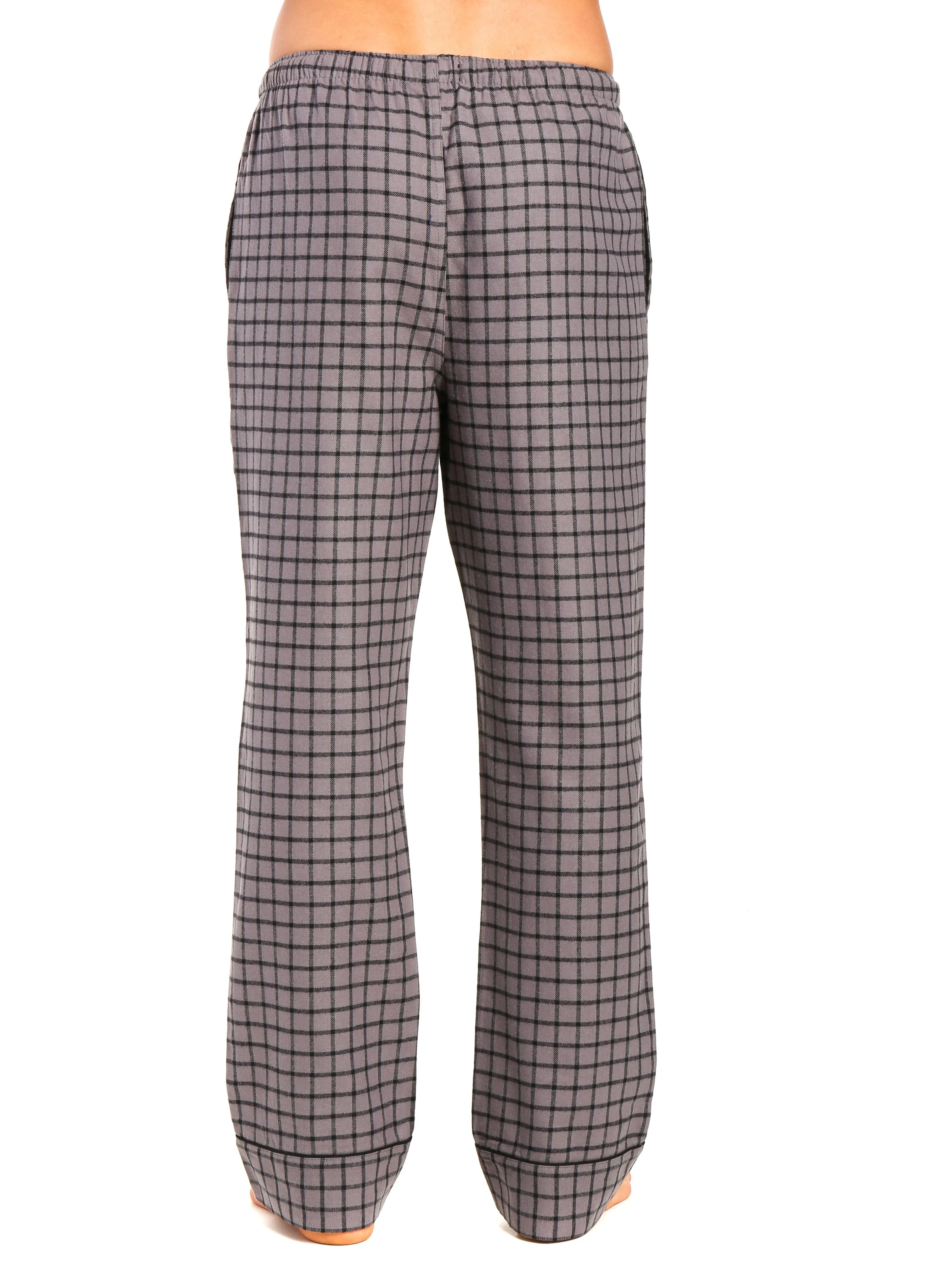 2-Pack Men's 100% Cotton Flannel Lounge Pants (Checks Charcoal-Navy-Black)