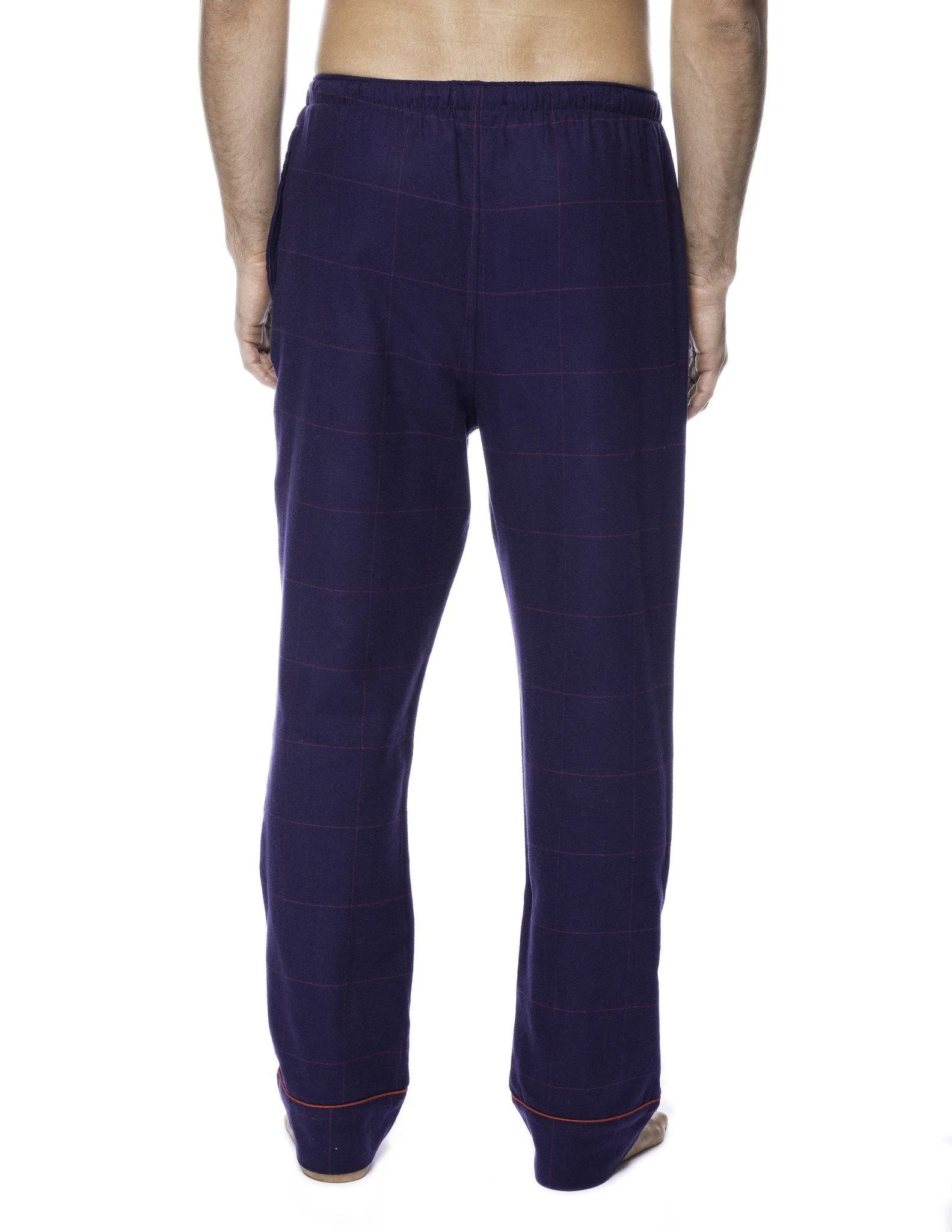 2-Pack Men's 100% Cotton Flannel Lounge Pants (Windowpane Checks Blue-Red/Dark Blue)