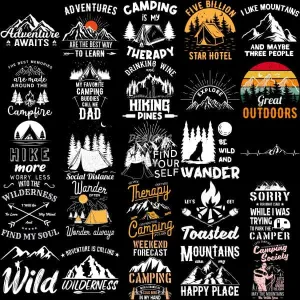 50 Camping and Outdoors Designs Bundle PNG AI PSD with Fonts