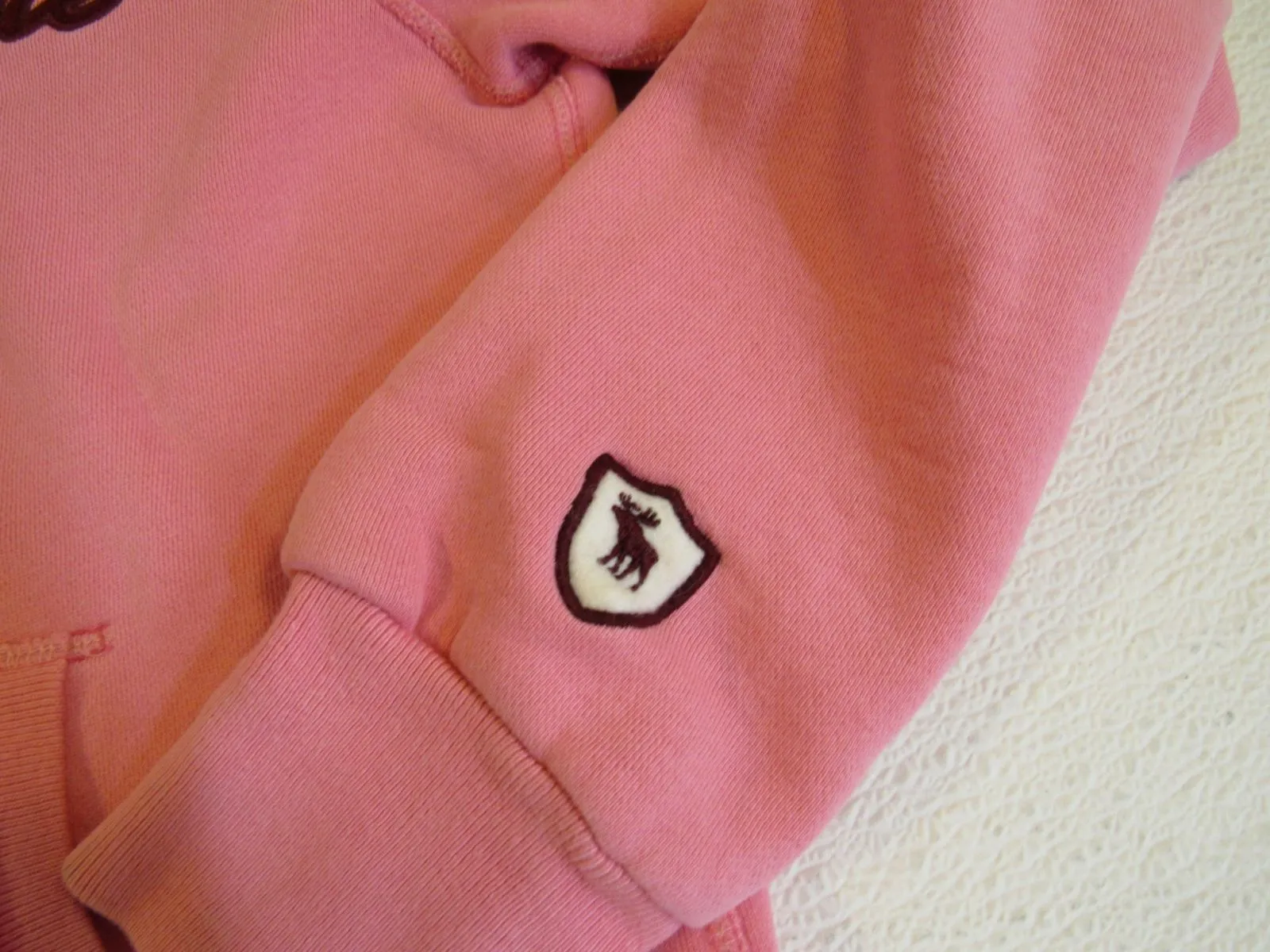 Abercrombie & Fitch Hoodie Sweatshirt Pink Full Zip Large Cotton Female -- Used