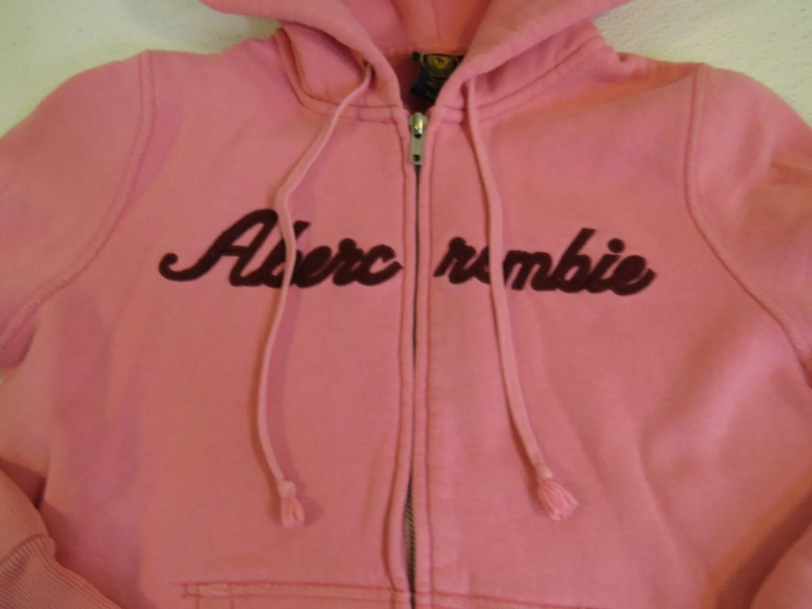 Abercrombie & Fitch Hoodie Sweatshirt Pink Full Zip Large Cotton Female -- Used