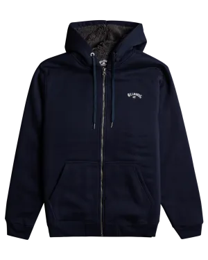 Arch Sherpa Zip Hoodie in Navy