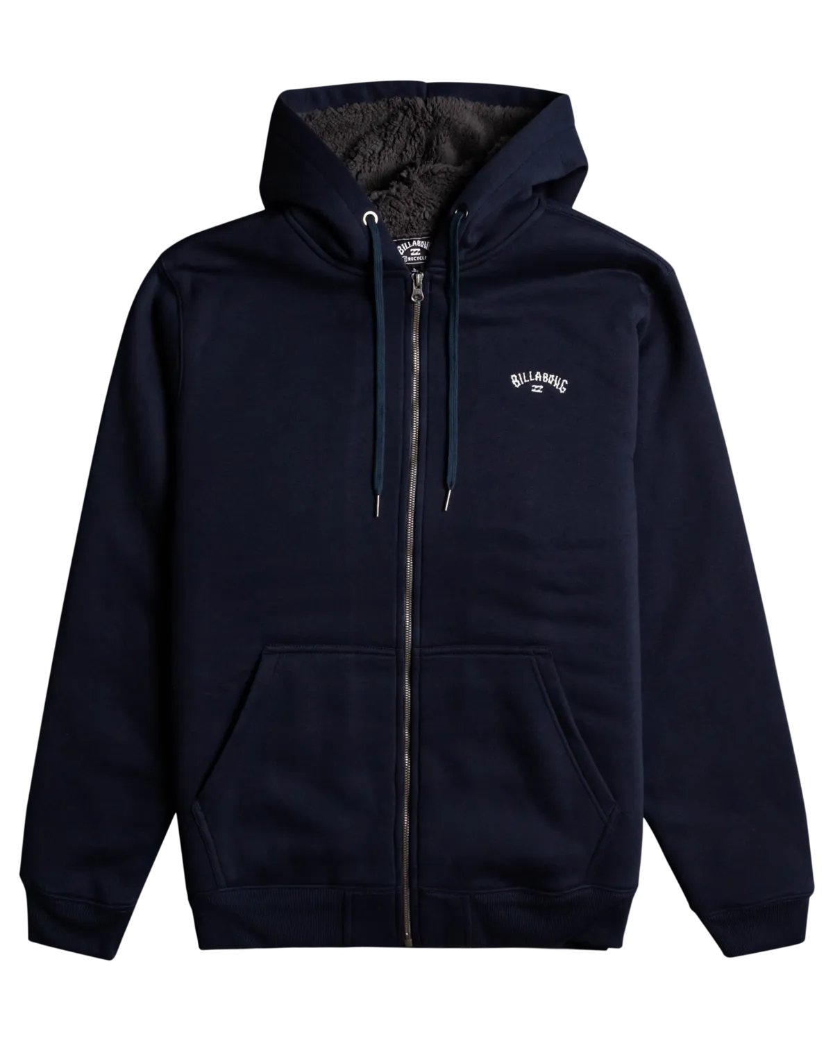 Arch Sherpa Zip Hoodie in Navy