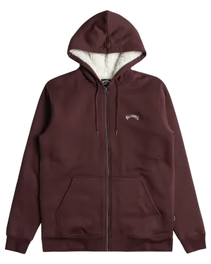 Arch Sherpa Zip Hoodie in Port