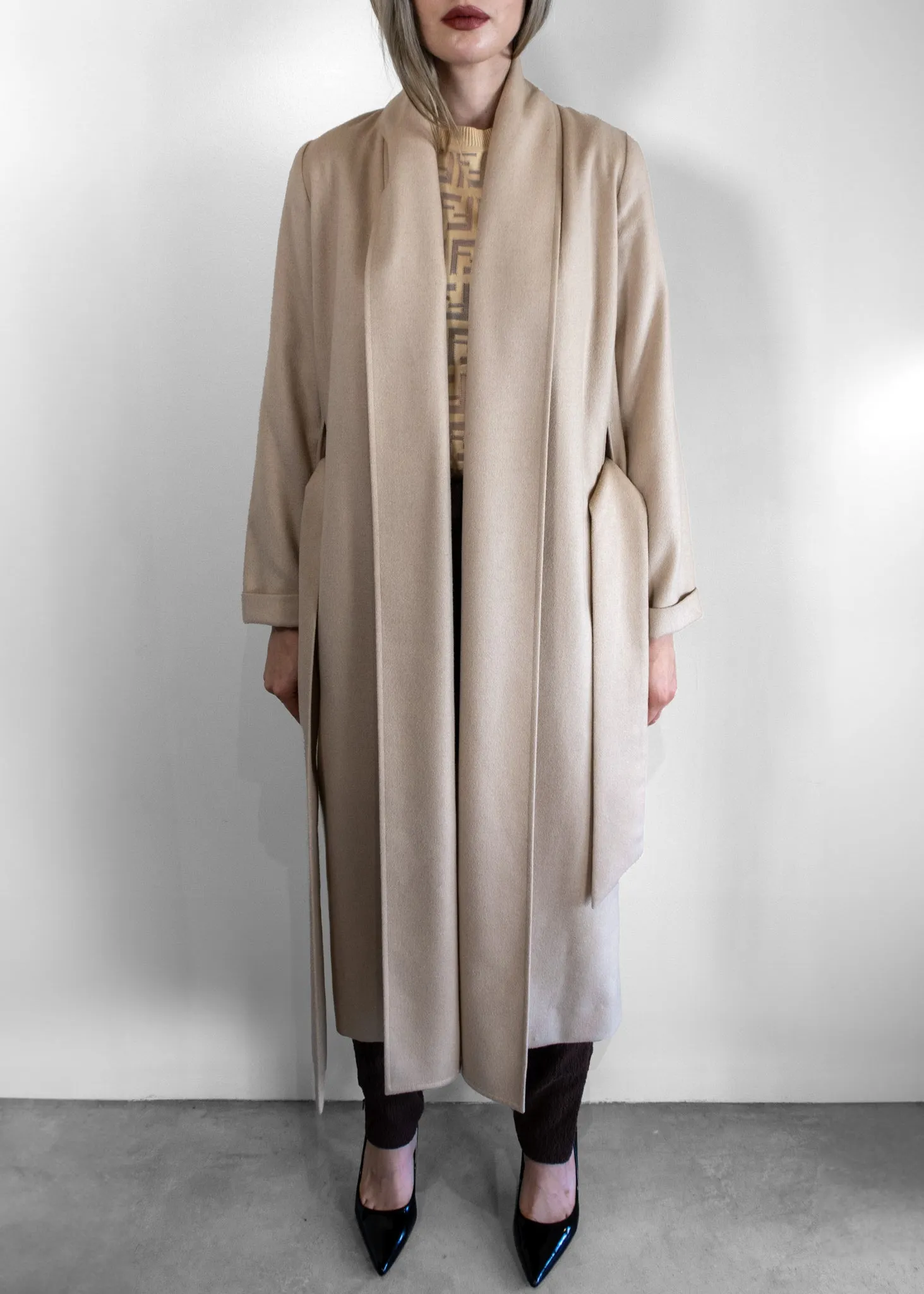 AYR Shawl Collar Coat with Sash-Tie