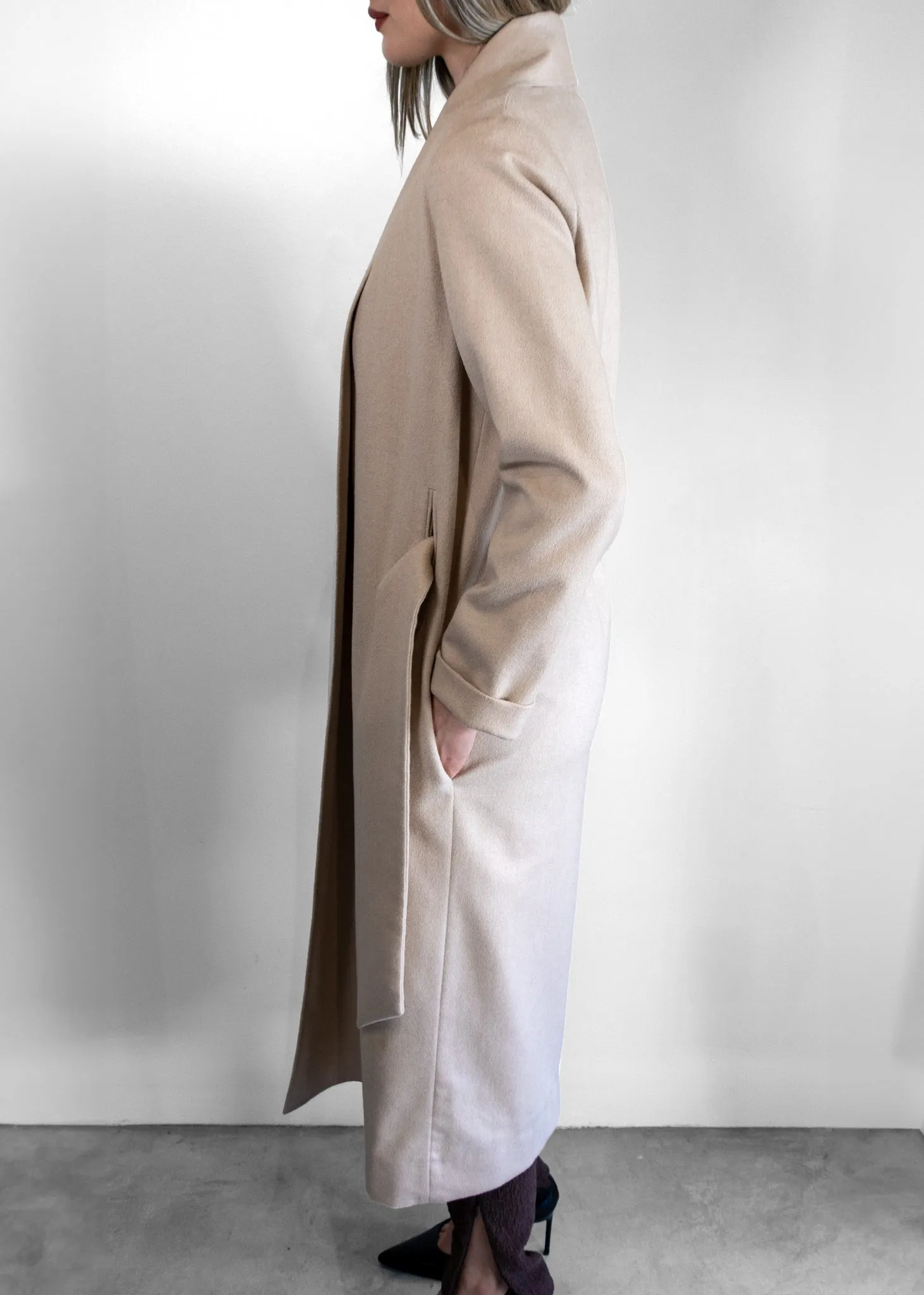 AYR Shawl Collar Coat with Sash-Tie