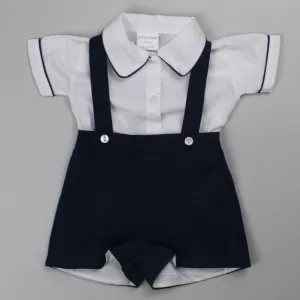 Baby Boys Shirt & Shorts with Braces - Navy