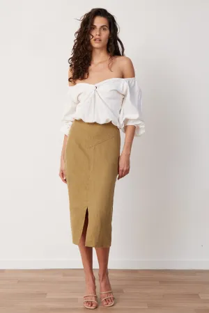 BAE | LAVIN MIDI SKIRT - ALMOND