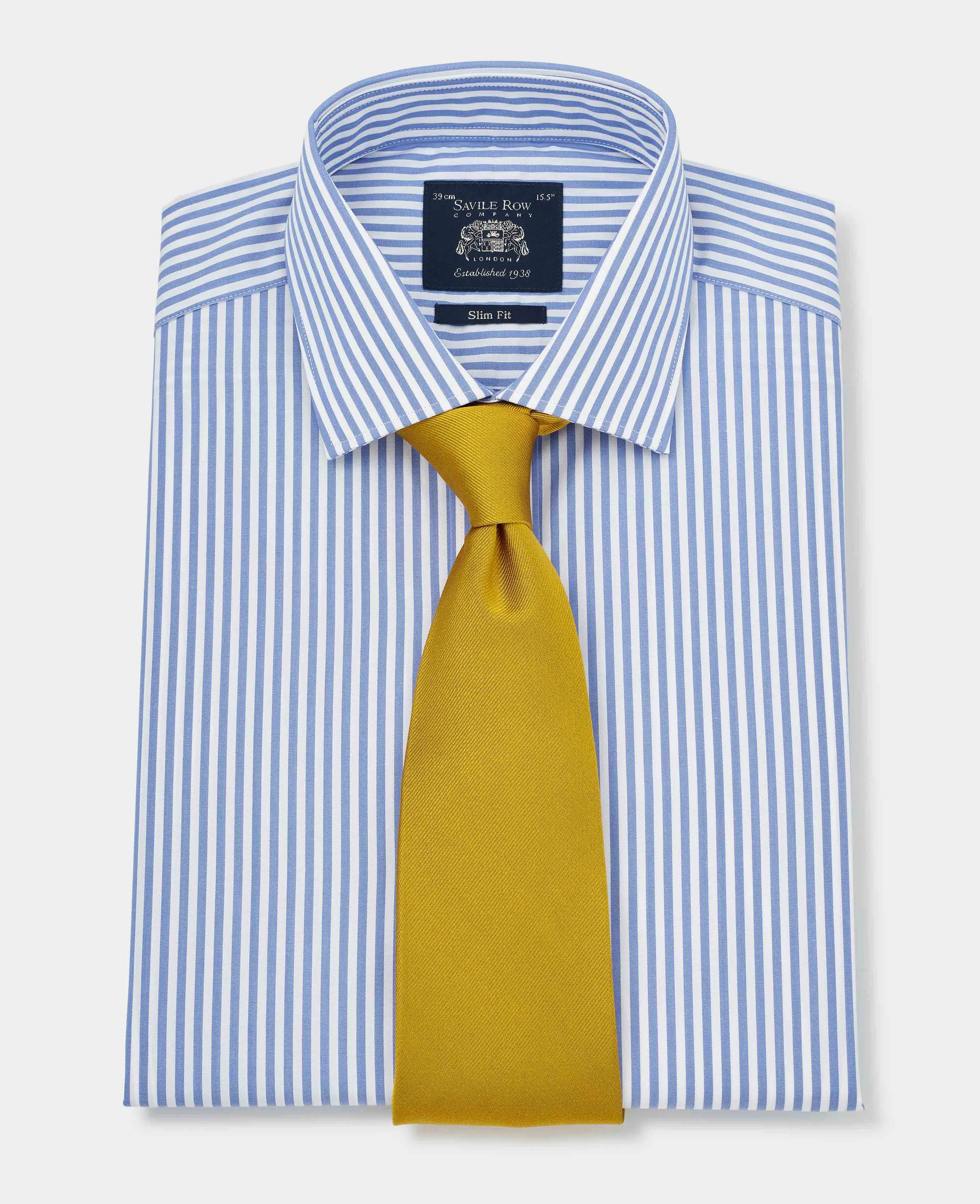 Blue Slim Fit Striped Formal Shirt - Single Cuff