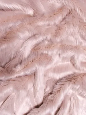 Blush Solid Shaggy Long Pile Faux Fur Fabric / Sold By The Yard