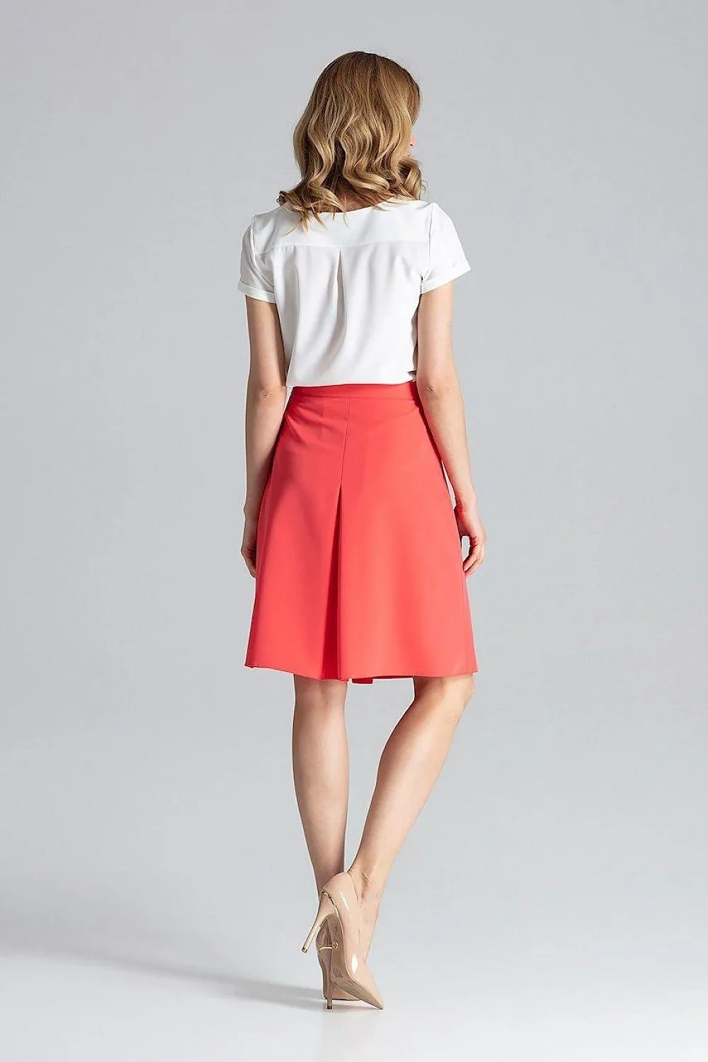 Chic Contrast Pleated A-Line Midi Skirt