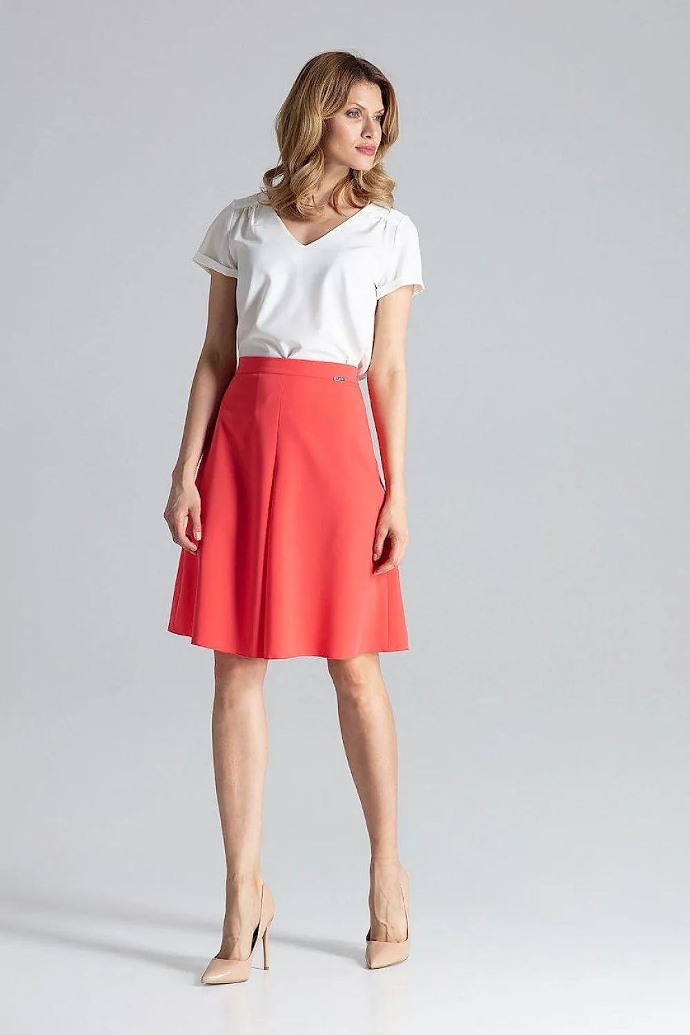 Chic Contrast Pleated A-Line Midi Skirt