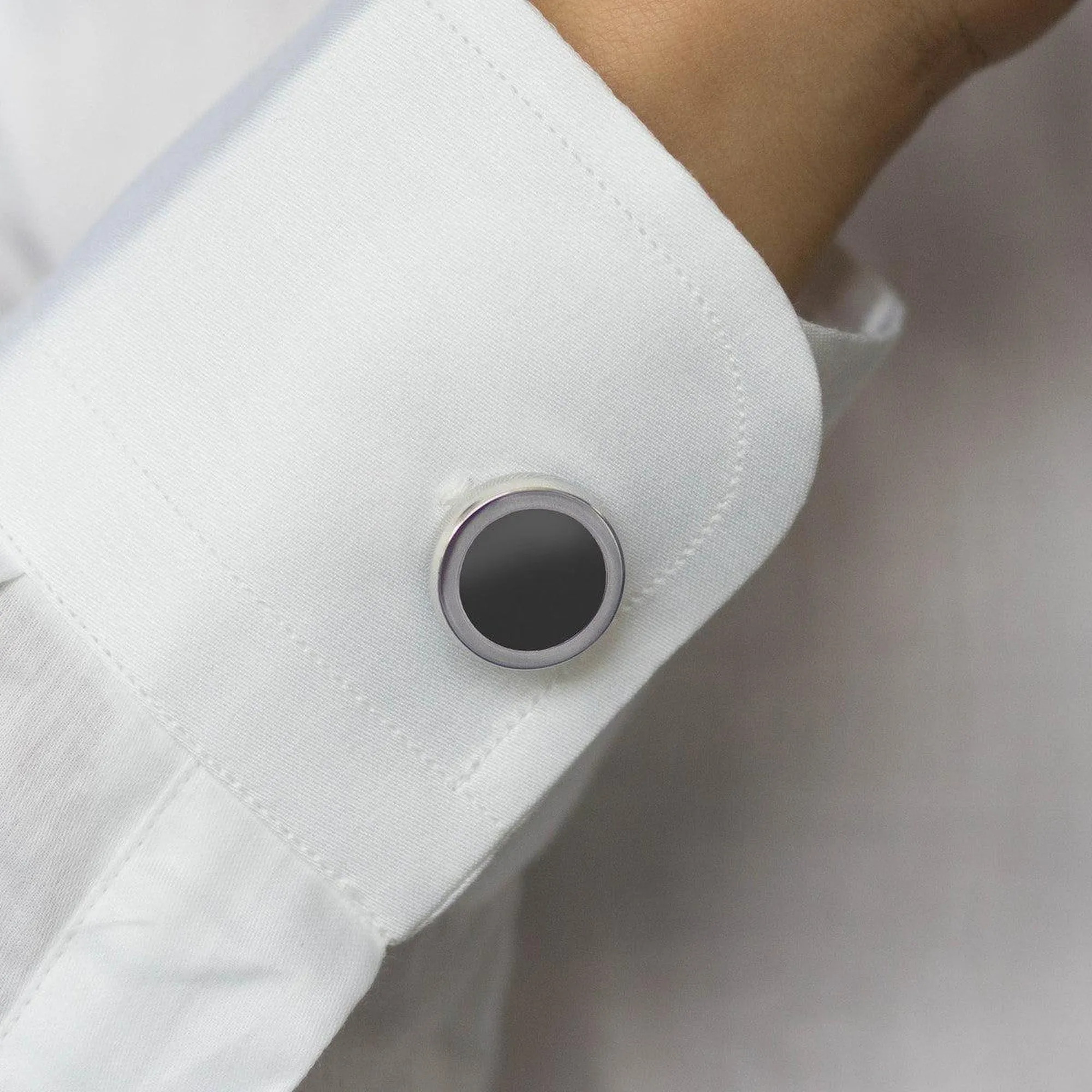 Classic Round Black Button Cover Cufflinks