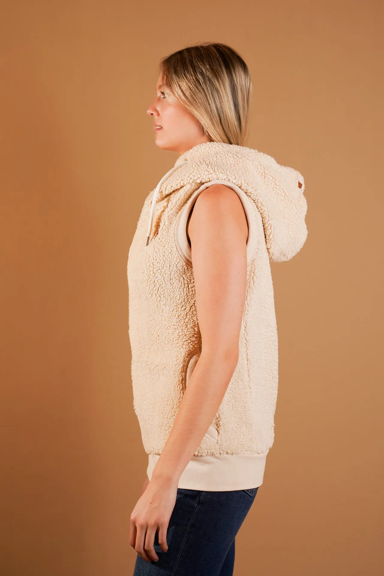 Dani Sherpa Ivory Hoodie Vest