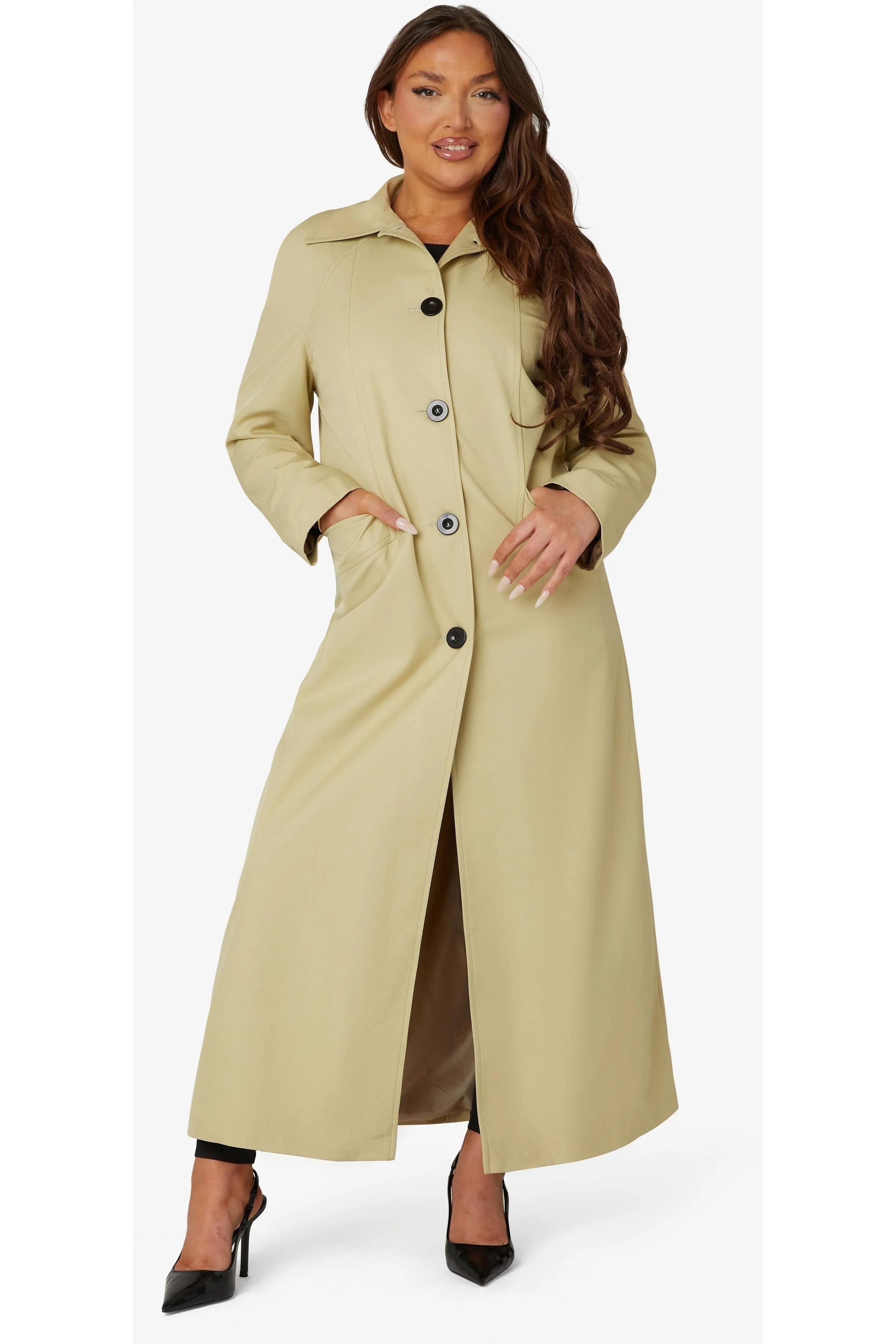 De La Creme Fashions Spring Summer Single Breasted Longline Collared Coat