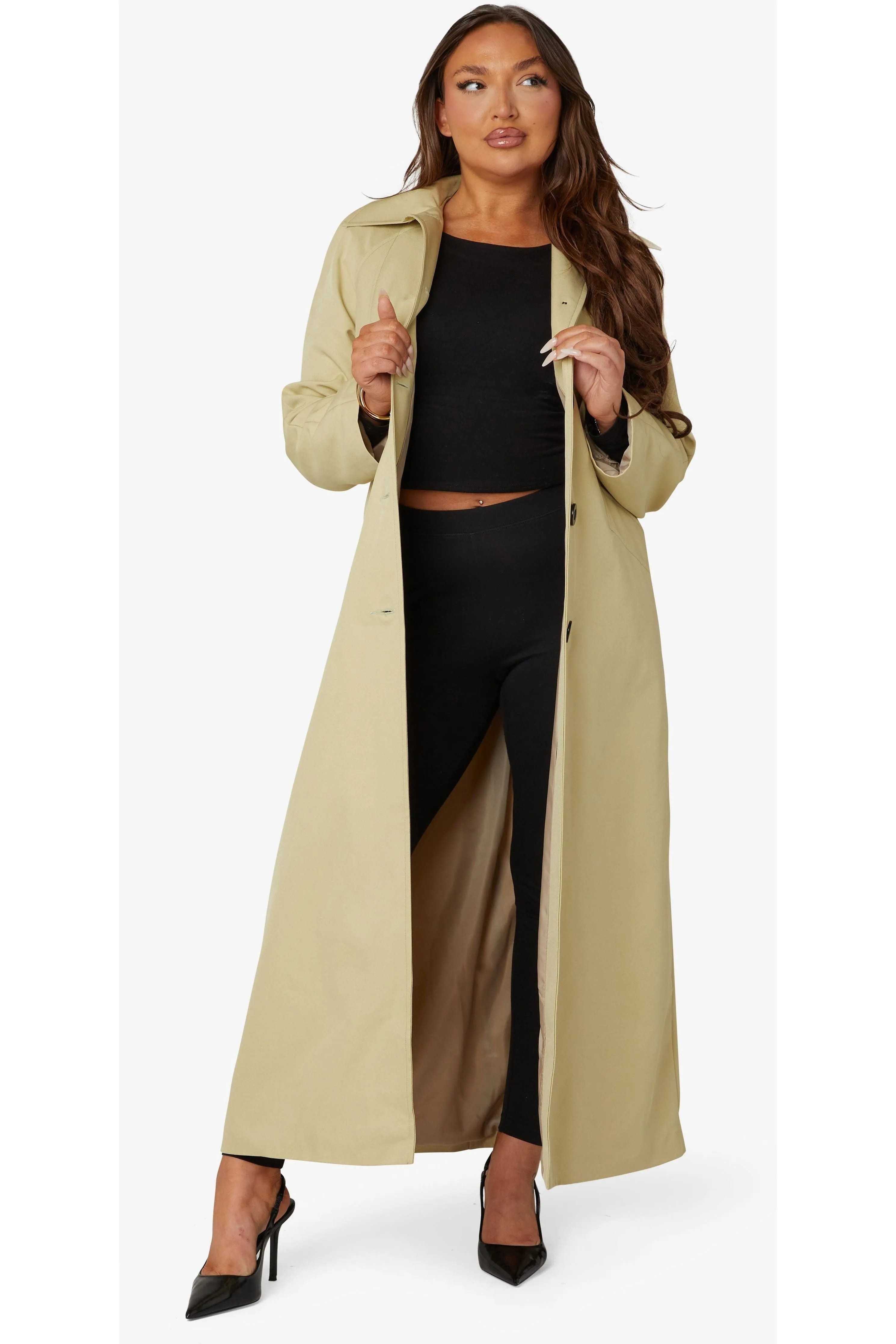 De La Creme Fashions Spring Summer Single Breasted Longline Collared Coat