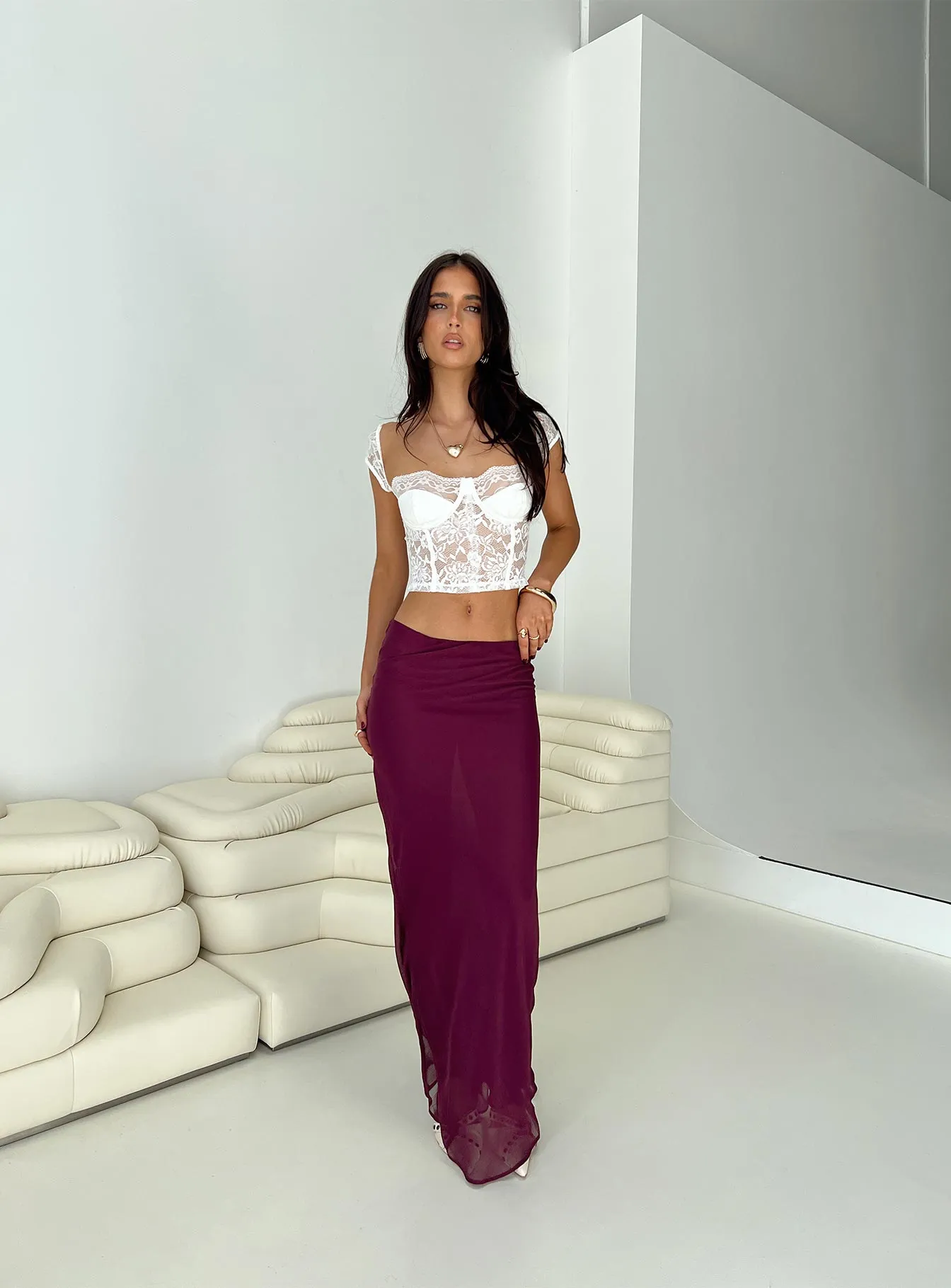 Devon Maxi Skirt Burgundy