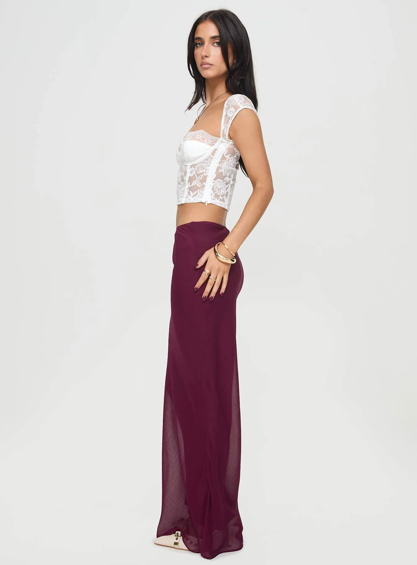 Devon Maxi Skirt Burgundy