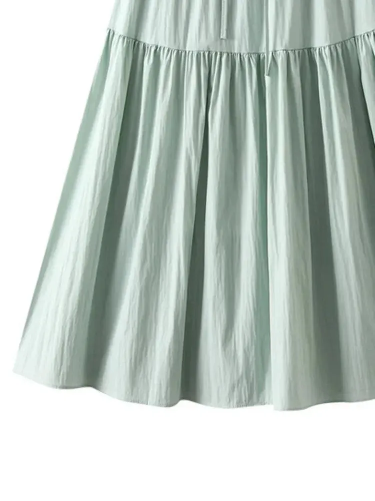 Elegant Lace-Up Elastic Pleated Skirt