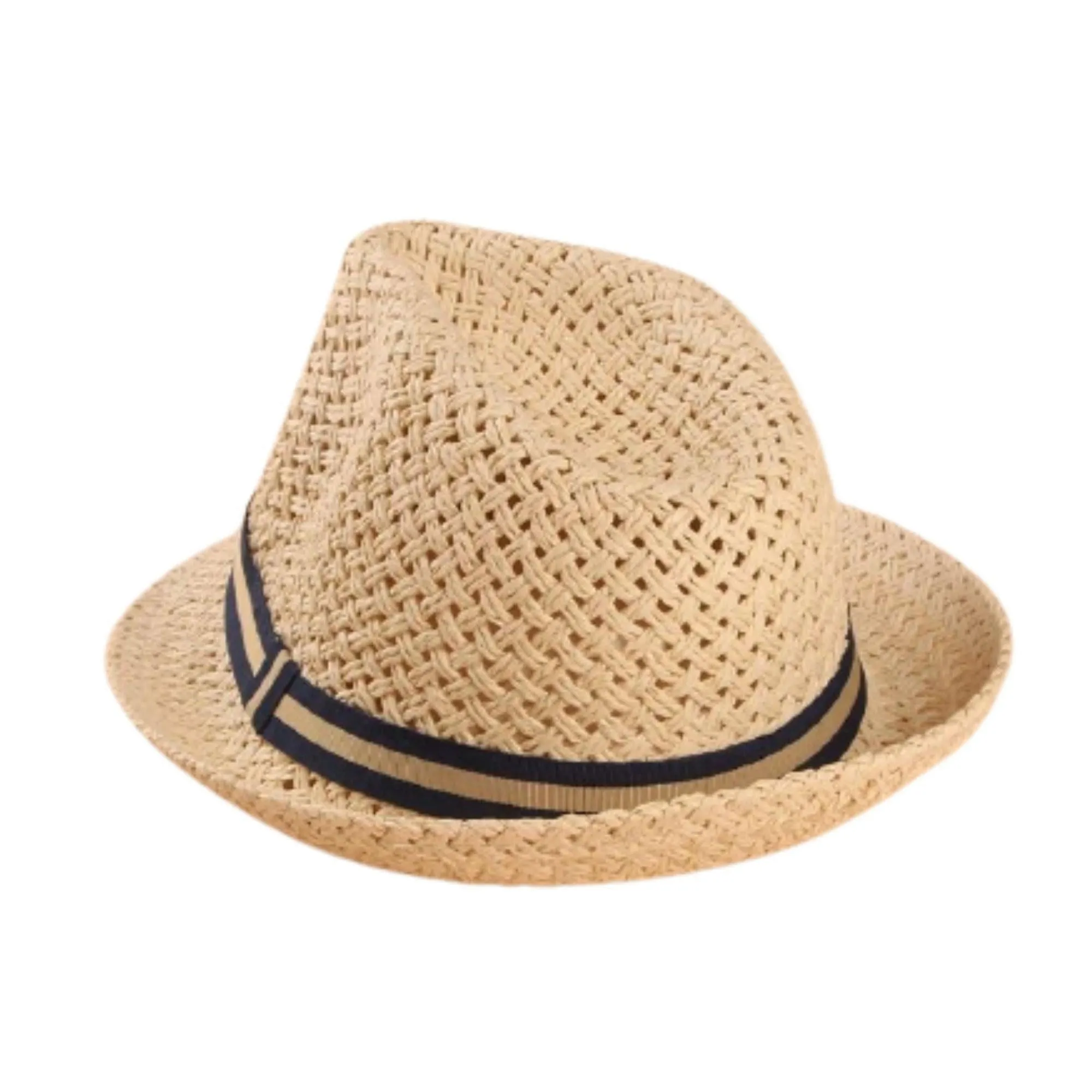 FabSeasons Beige Summer Straw Knitted Fedora Beach Hat