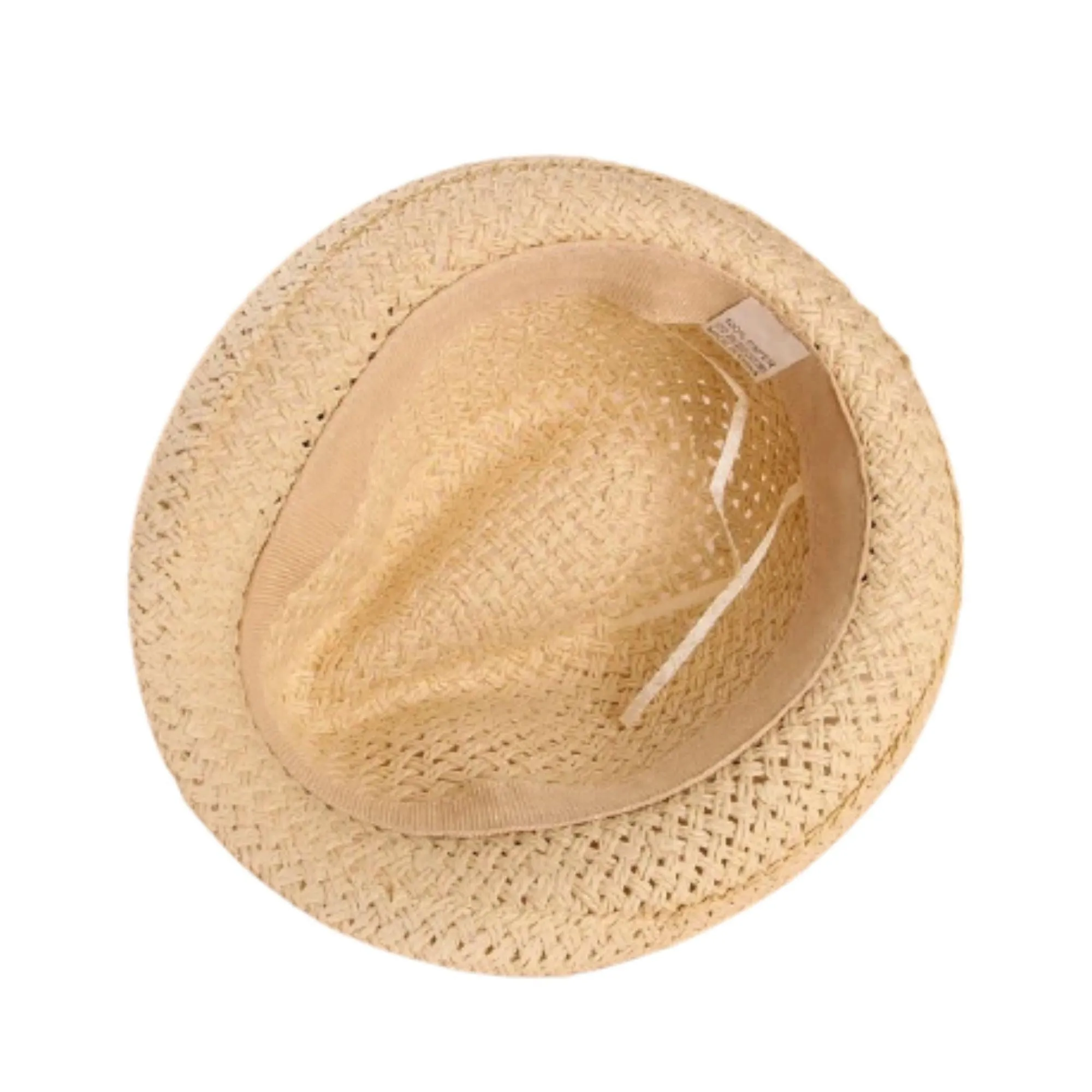 FabSeasons Beige Summer Straw Knitted Fedora Beach Hat