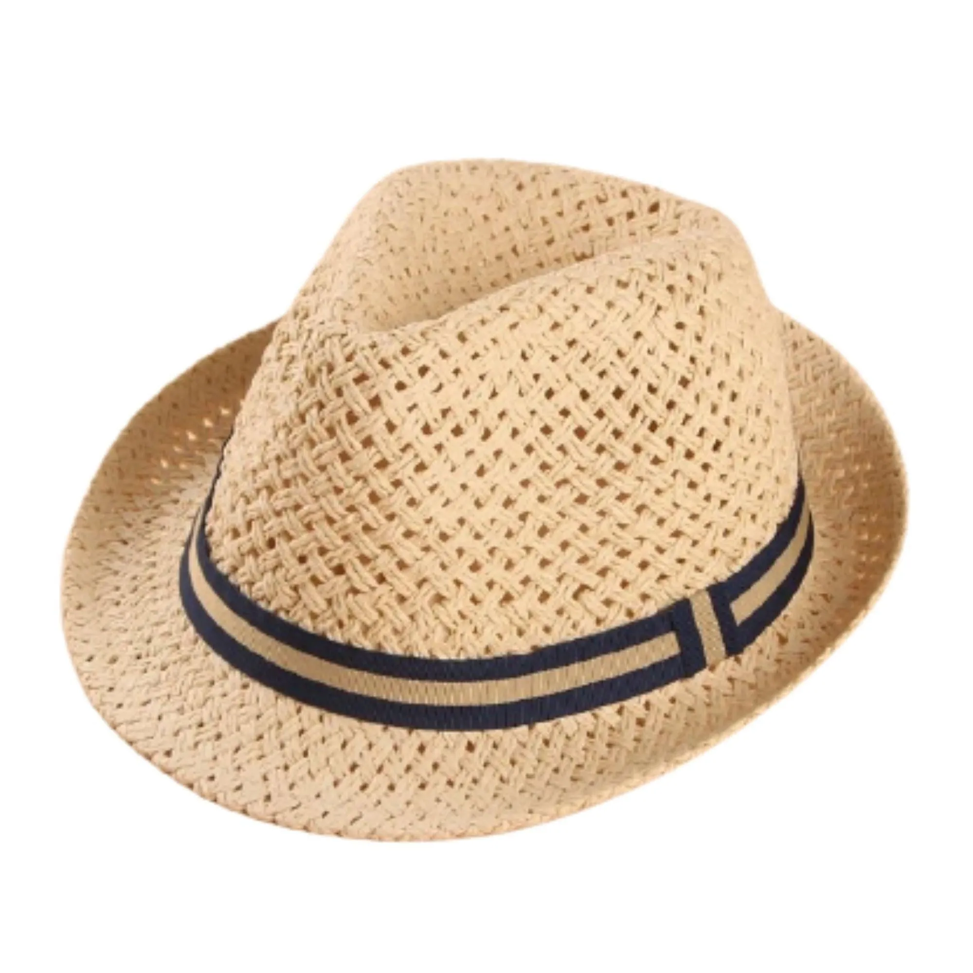 FabSeasons Beige Summer Straw Knitted Fedora Beach Hat