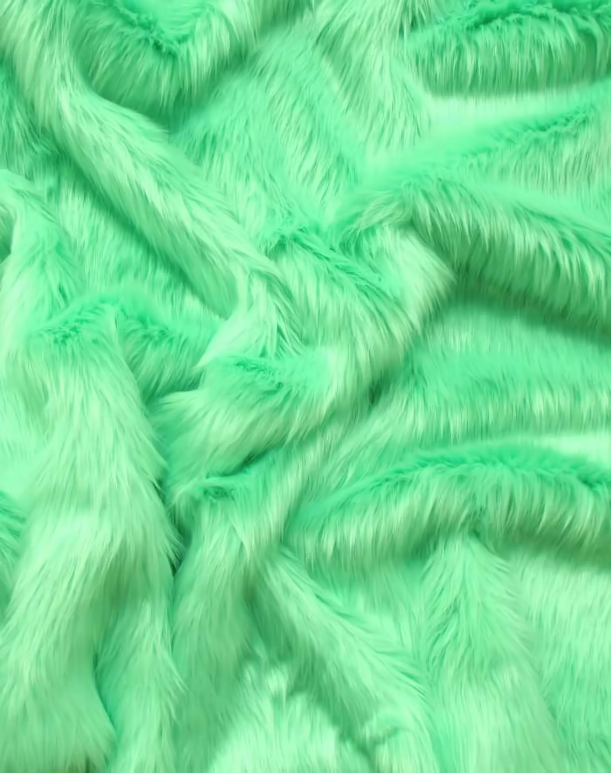 Faux Fake Fur Solid Shaggy Long Pile Fabric / Mint / EcoShag 15 Yard Bolt