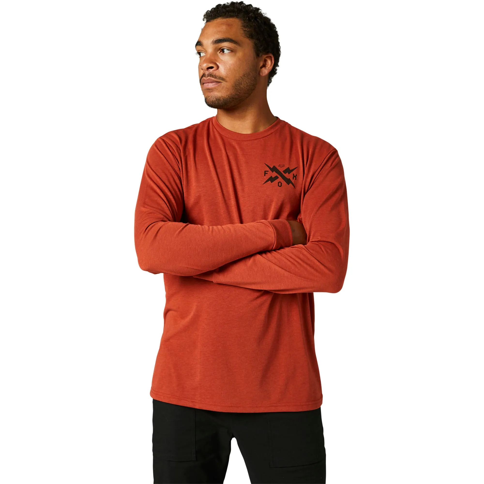 Fox Racing  Mens Red Clay Calibrated Tech Tee T-Shirt Long Sleeve Crewneck Cotton