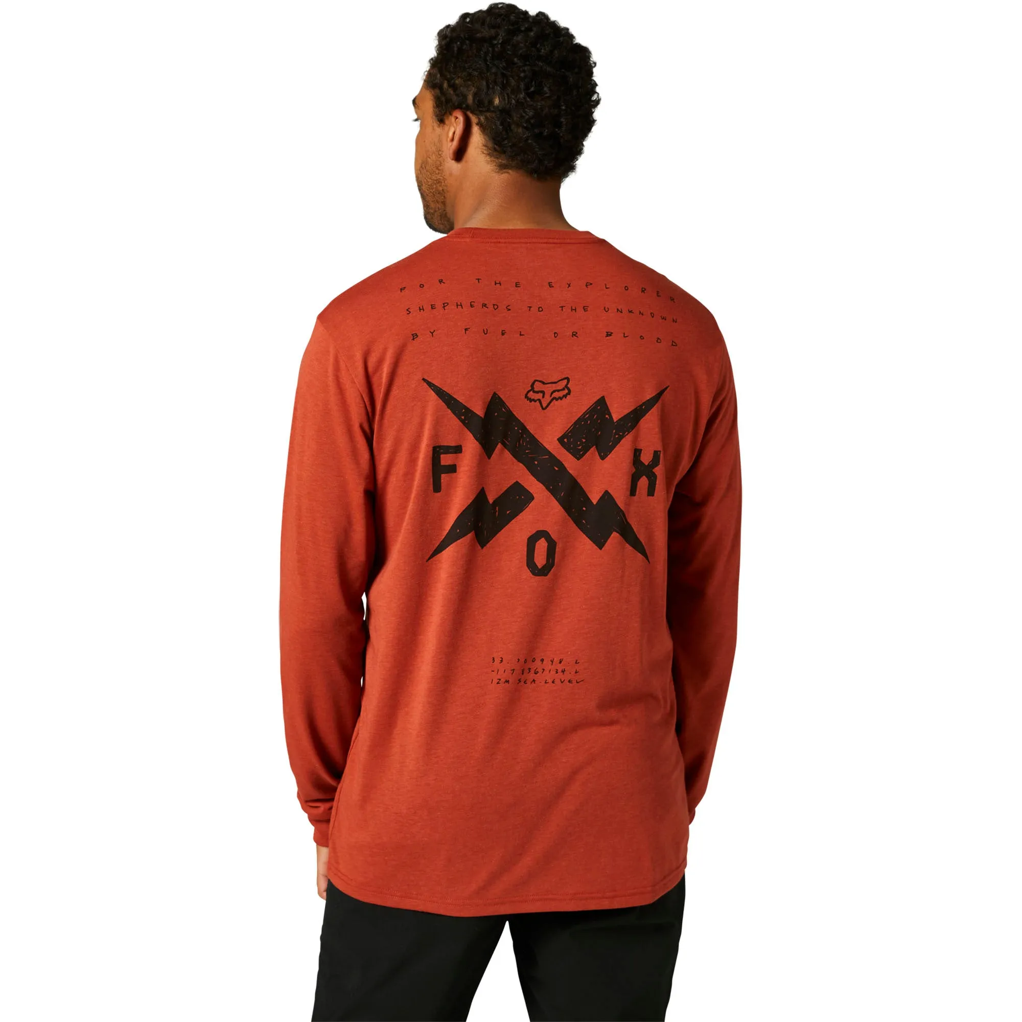 Fox Racing  Mens Red Clay Calibrated Tech Tee T-Shirt Long Sleeve Crewneck Cotton