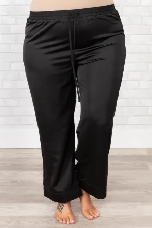 Get Glowing Silky Satin Sleep Pant, Black