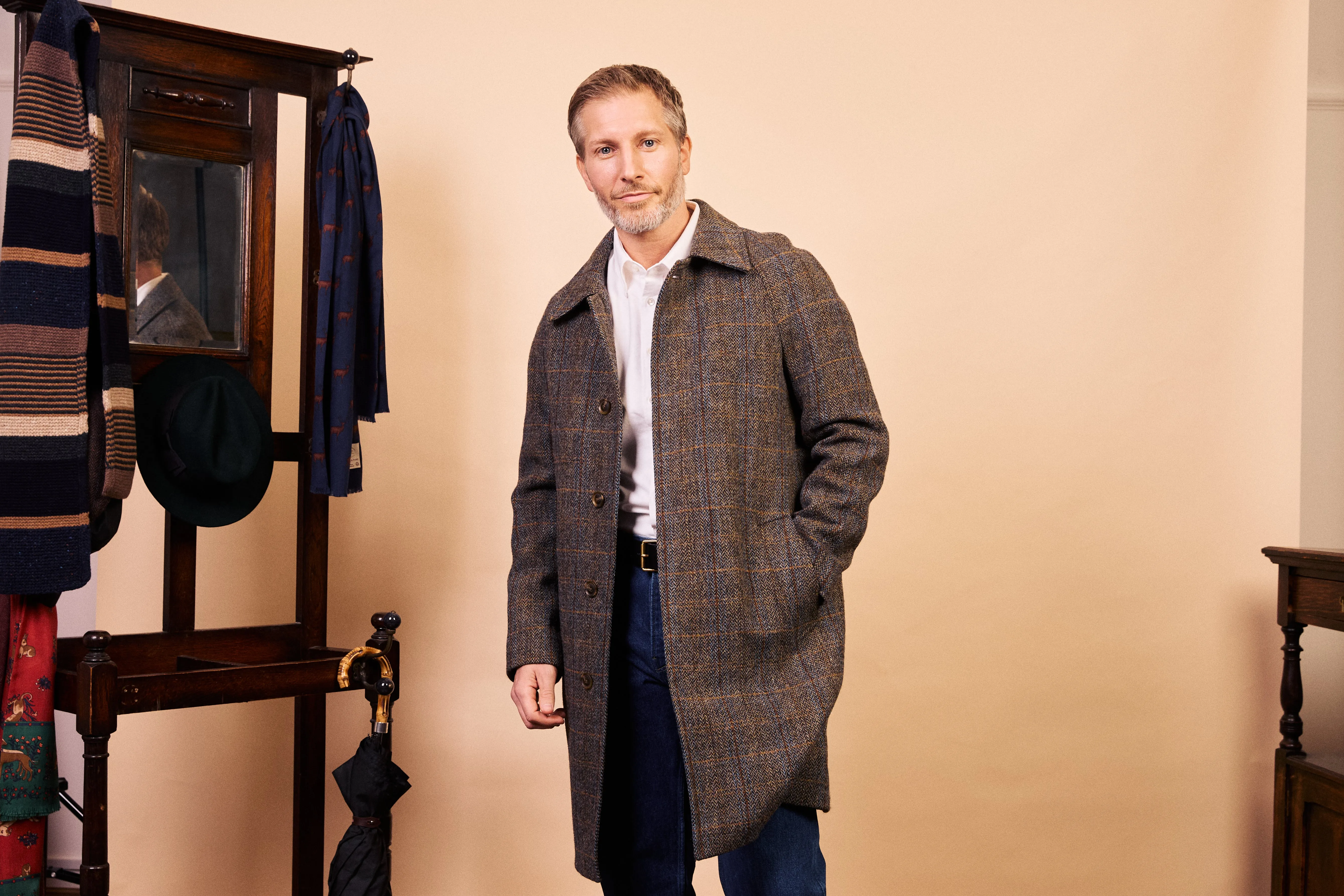 Gladstone Harris Tweed Overcoat - Herringbone