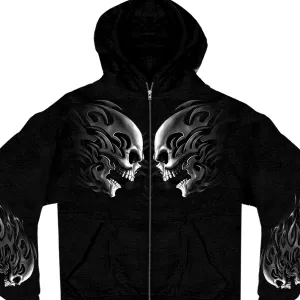 Hot Leathers GMZ4105 Men’s ‘Head Butt Skulls’ Black Hoodie with Zipper