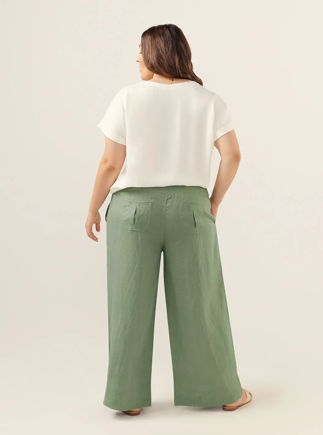 Indali French Linen Pants Moss