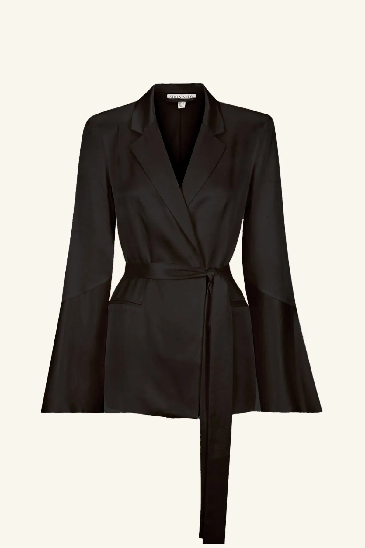 LA LUNE FLARED SLEEVE BELTED BLAZER - BLACK