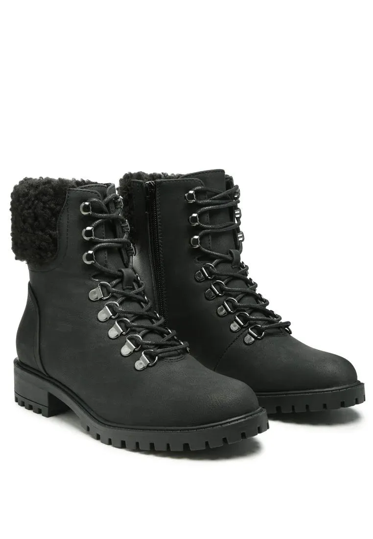 Lace Up Collared Ankle Boots