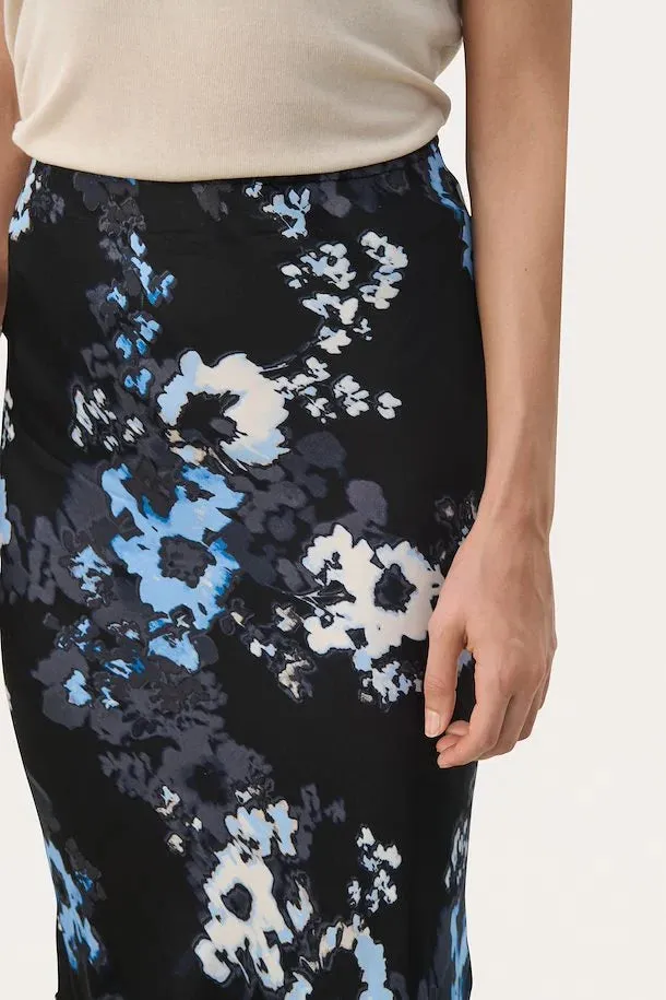 Laurina Skirt - Dk. Navy Blurred Flower