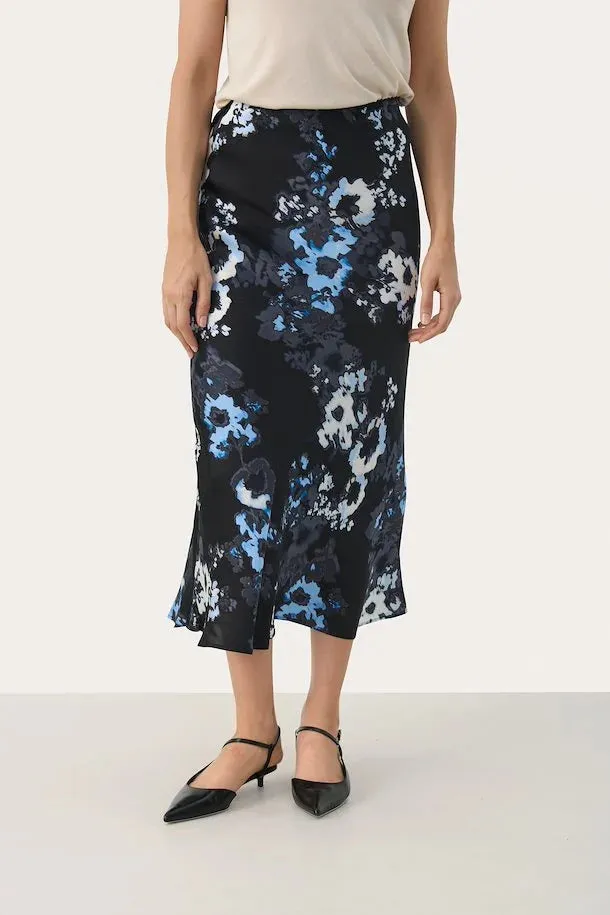 Laurina Skirt - Dk. Navy Blurred Flower