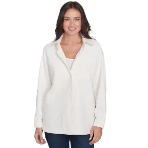 Luxe Button Front Stretch Rib Knit Jacket Ivory  - Ruby Rd