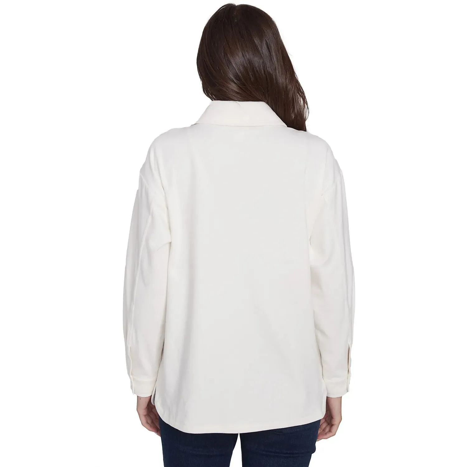 Luxe Button Front Stretch Rib Knit Jacket Ivory  - Ruby Rd