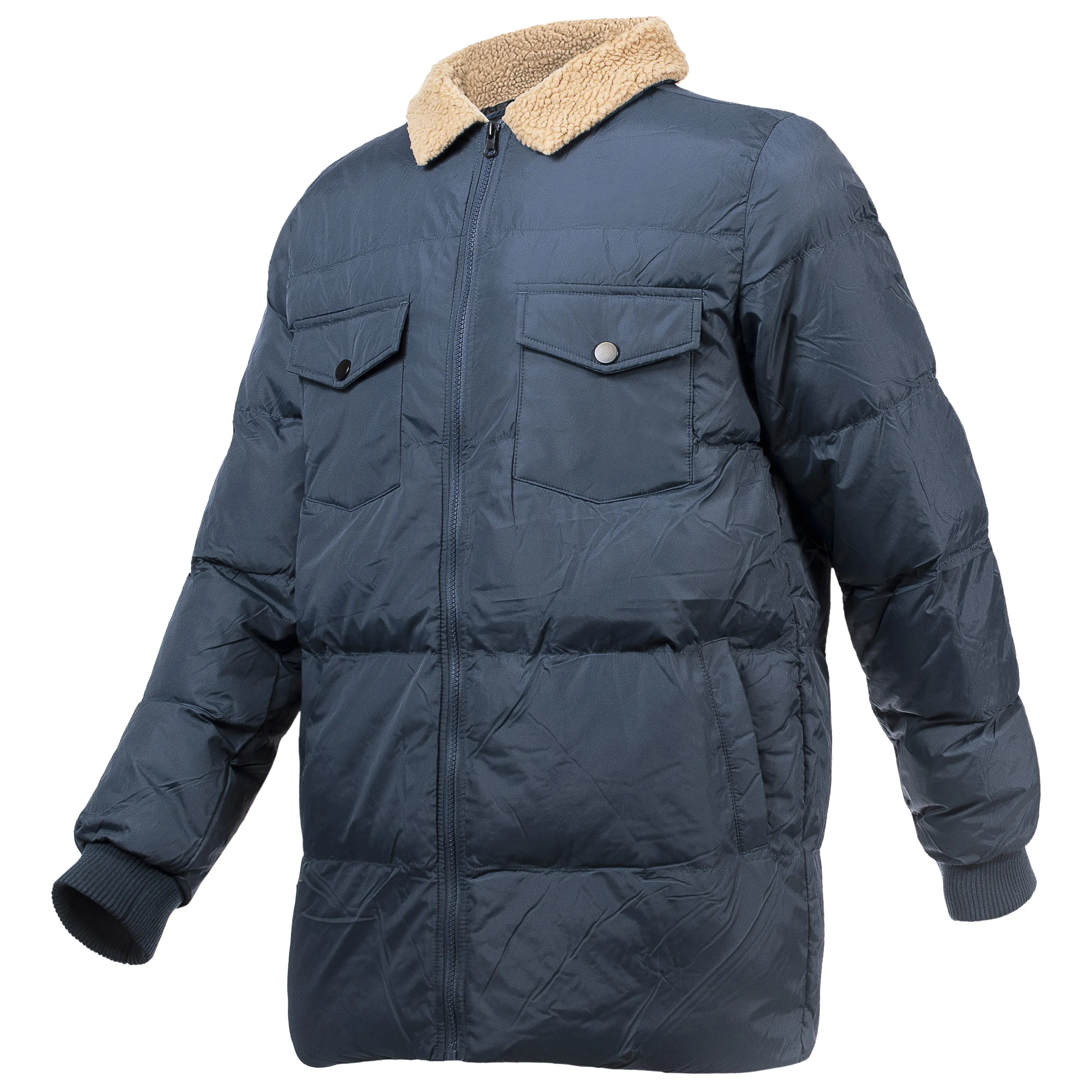 Men's Quilted Warm Winter Wholesale Coats in Charcoal in Assorted Sizes - Bulk Case of 12 Winter Jackets