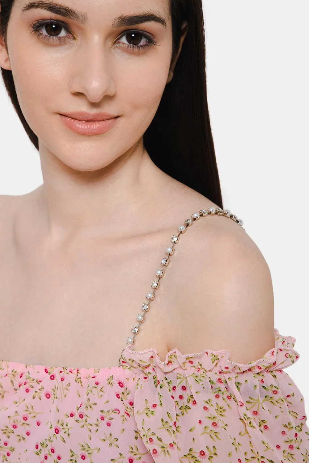 Naidu Hall Intimacy Pearl with Crystal Metal Detachable Bra Strap