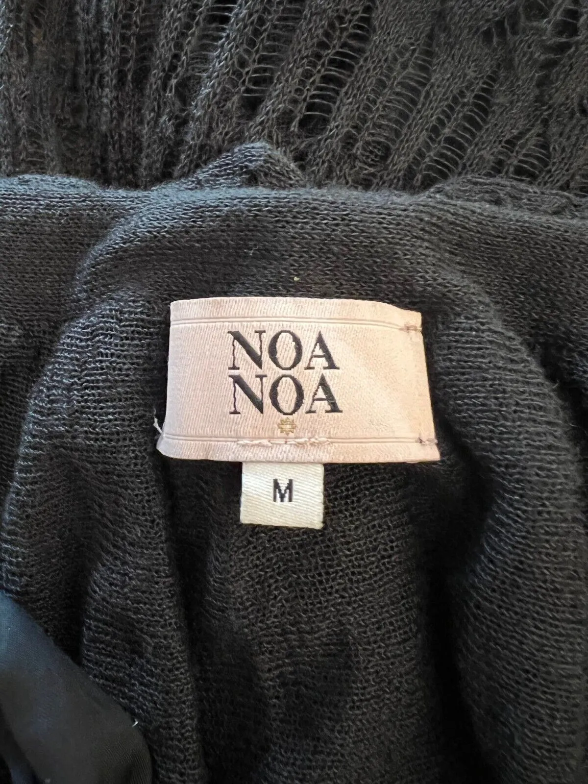 Noa Noa Black Lacy Fine Knit Top UK 12 EU 40 US 8