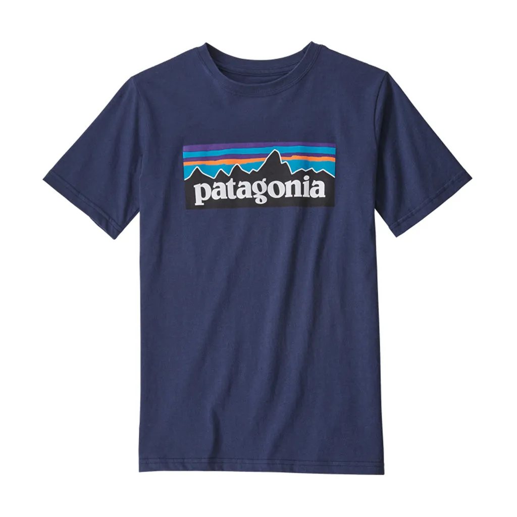 Patagonia Boys P-6 Logo Organic S/S T-Shirt - New Navy (NENA) 62153