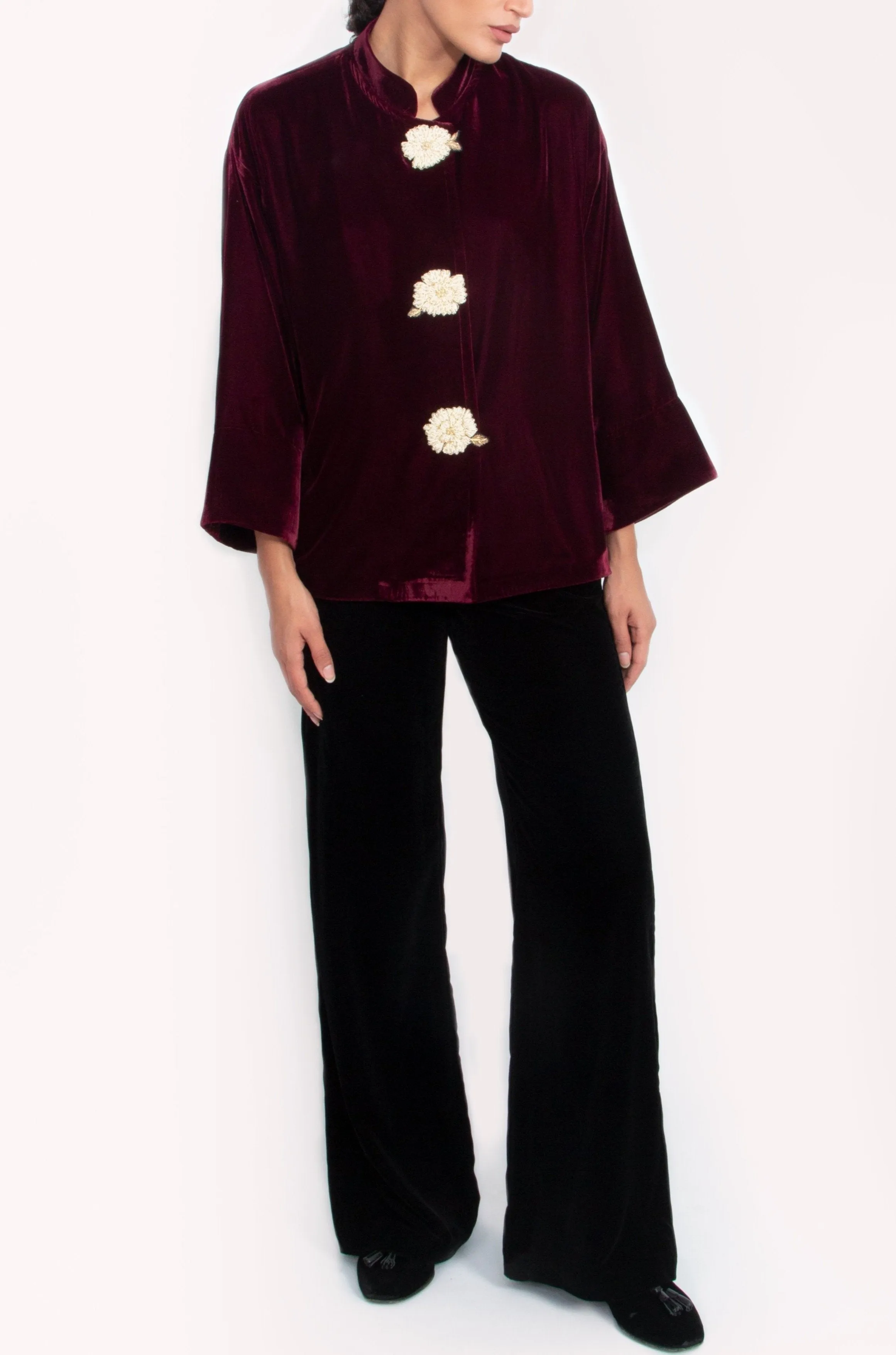 Rosa Velvet Jacket - Wine by Rosewater House