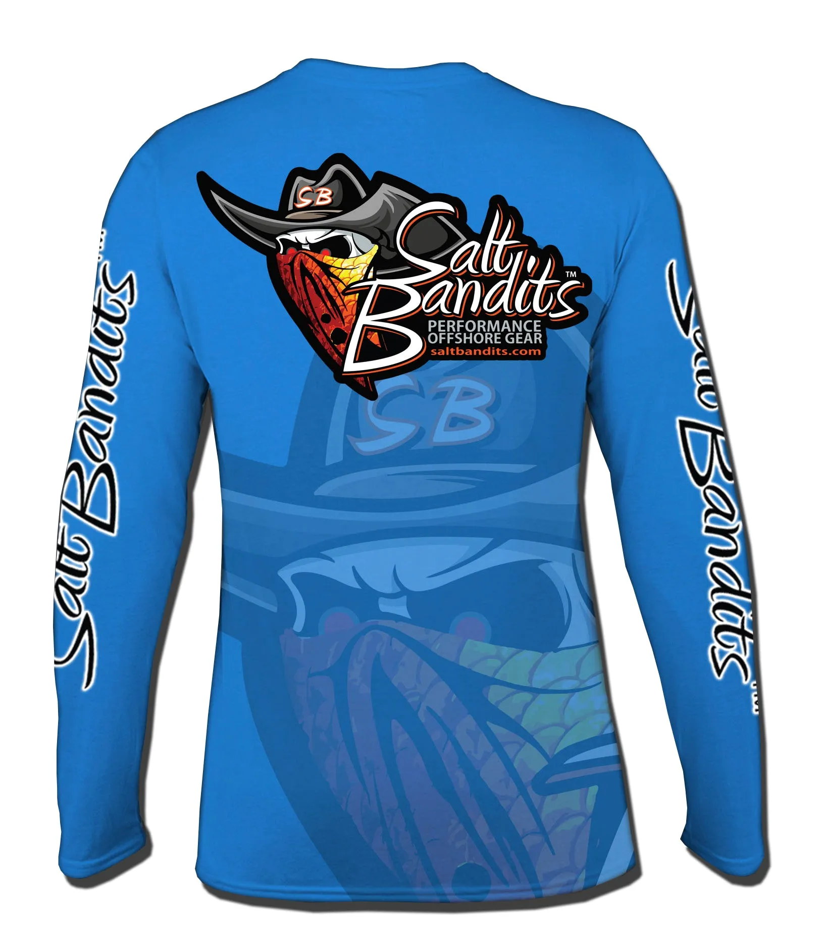 Salt Bandits™ Blue Ghosted Tuna Logo Performance Long Sleeve T-shirt