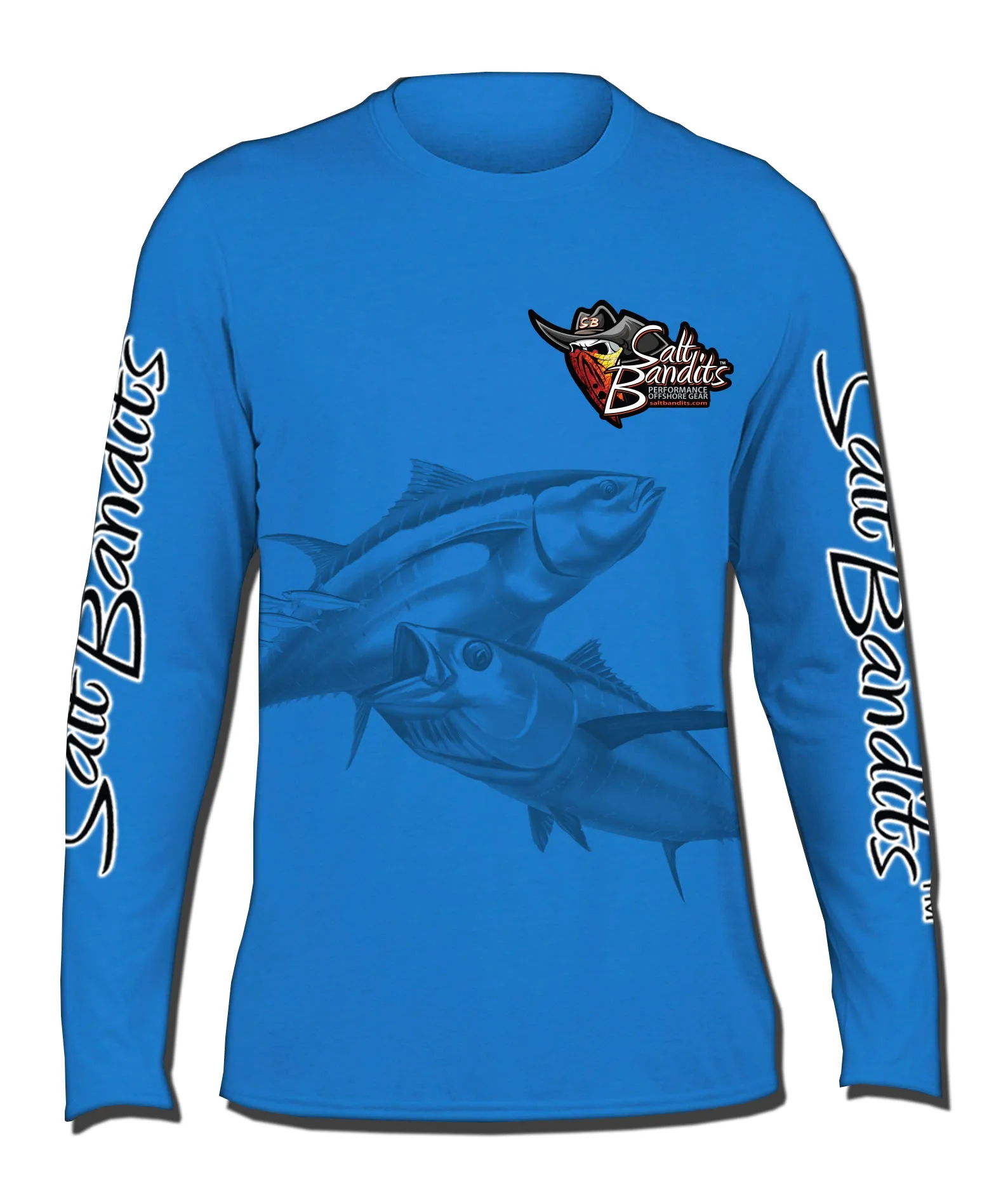 Salt Bandits™ Blue Ghosted Tuna Logo Performance Long Sleeve T-shirt