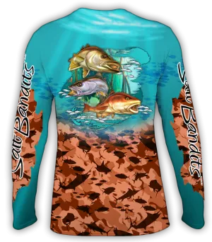 Salt Bandits™ Turquoise Redfish Camo Performance Long Sleeve T-shirt