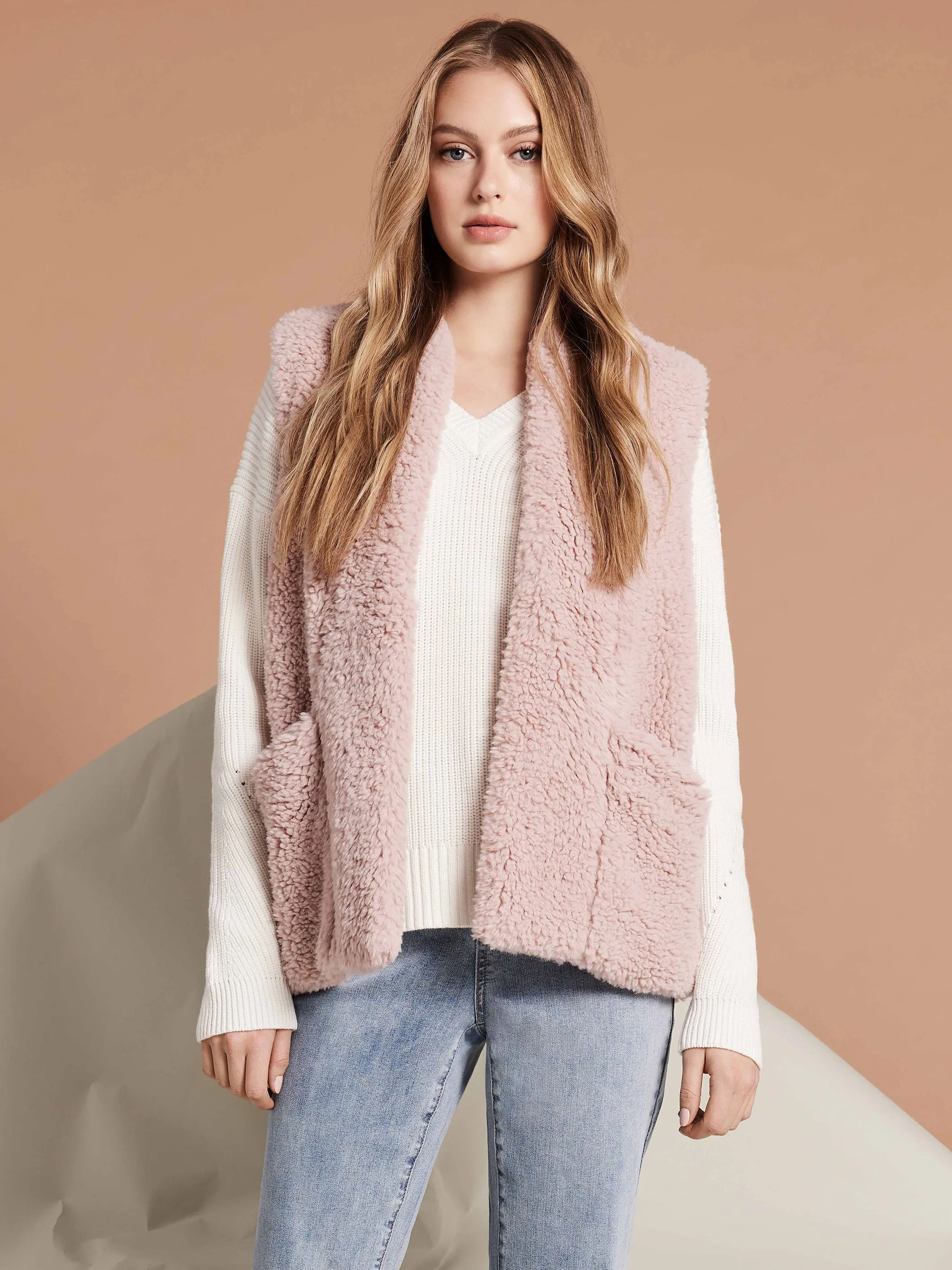 Short Faux Fur Vest - Quartz