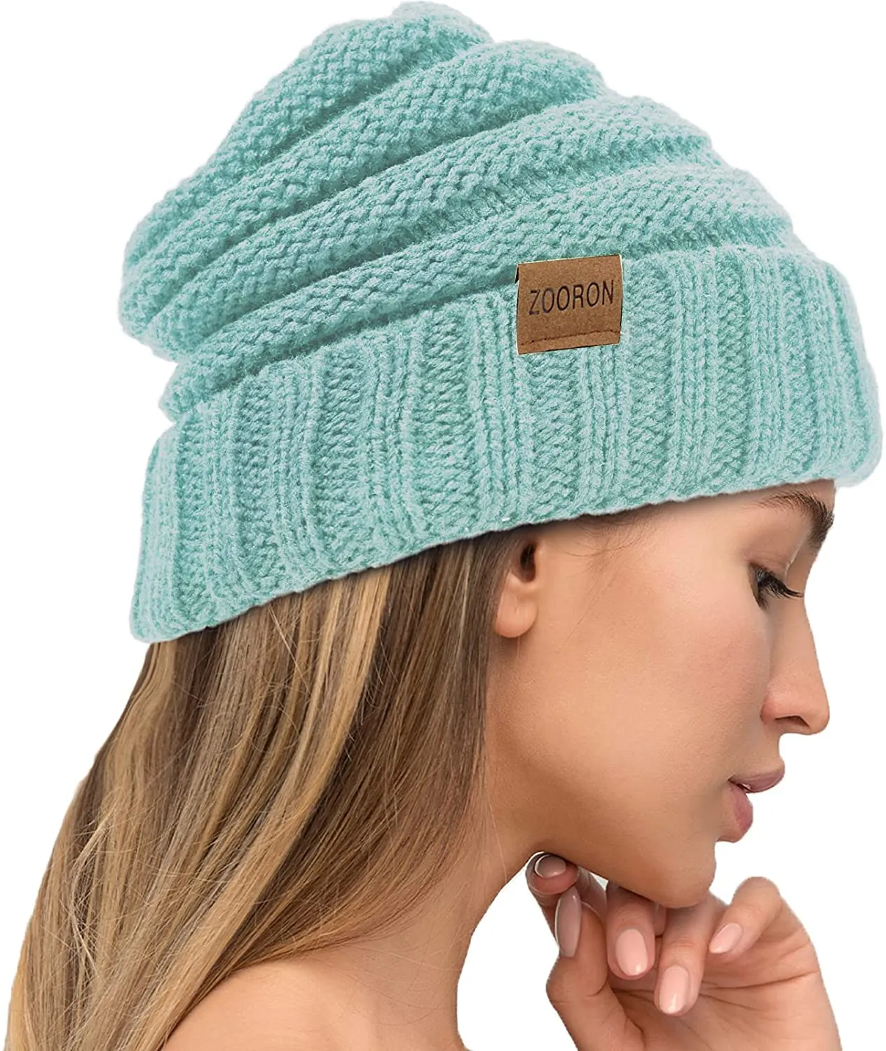 Slouchy Cable Knit Beanie Hat for Women