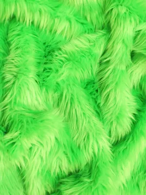 Spring Green Solid Shaggy Long Pile Faux Fur Fabric / Sold By The Yard